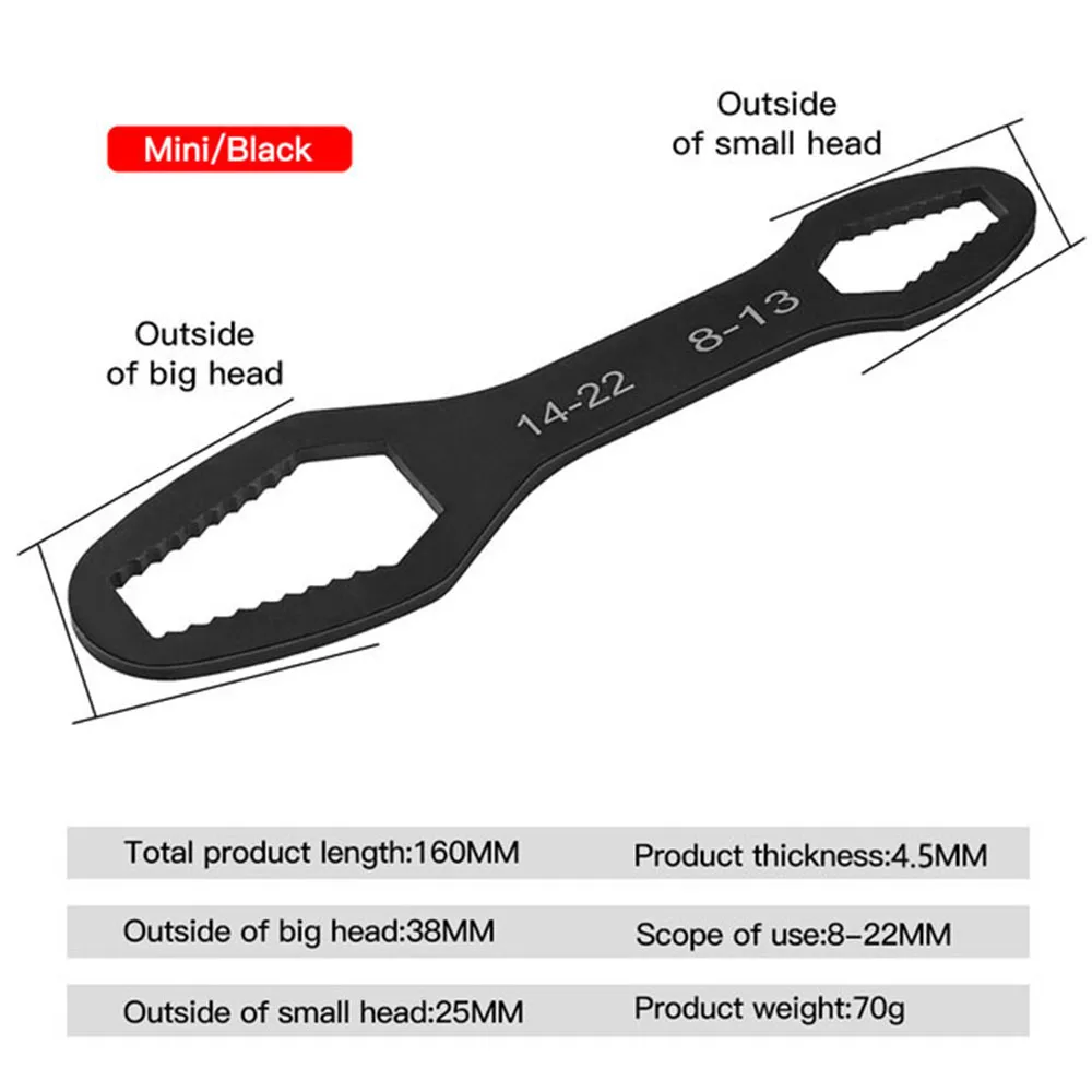 8-22mm Universal Torx Wrench Self-tightening Adjustable Glasses Wrench Board Double-head Torx Spanner Hand Tools