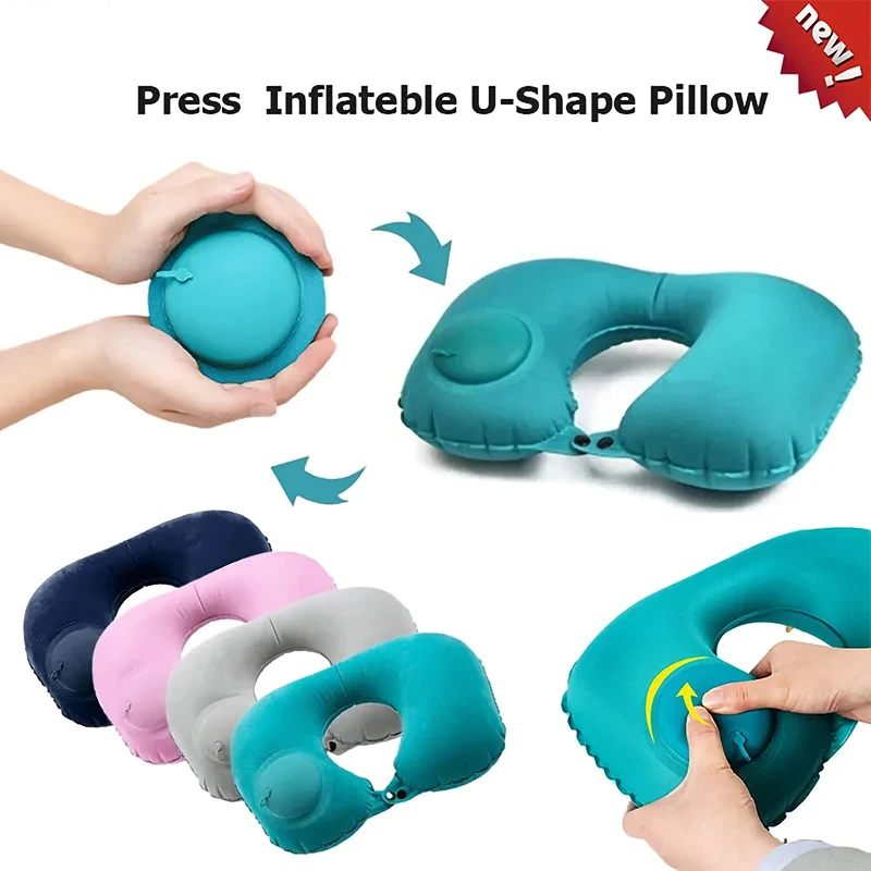New Inflatable Pillow Travel Portable Neck Protection Pillow Press Inflatable U-shaped Pillow Travel Storage Neck Pillow