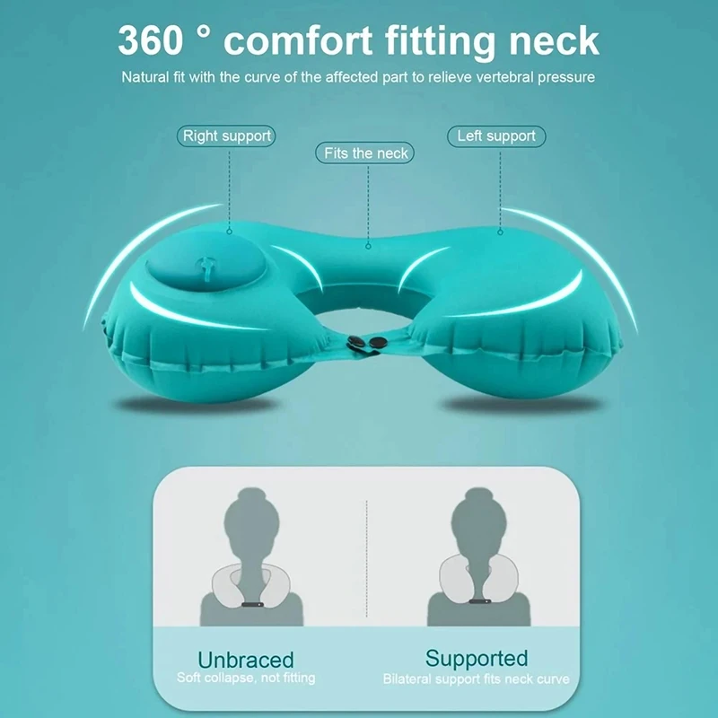 New Inflatable Pillow Travel Portable Neck Protection Pillow Press Inflatable U-shaped Pillow Travel Storage Neck Pillow
