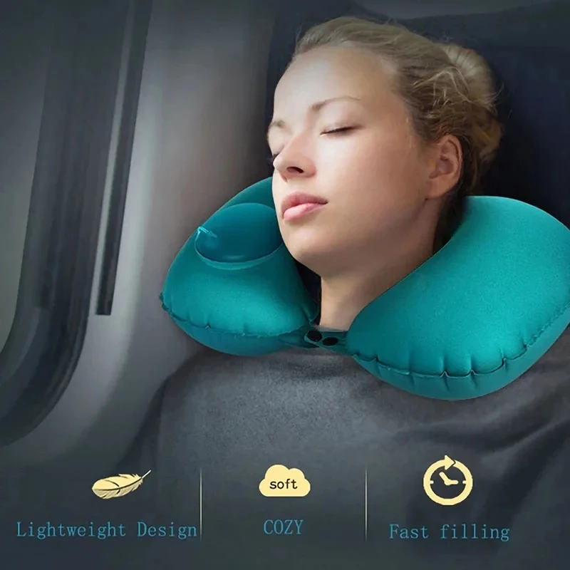 New Inflatable Pillow Travel Portable Neck Protection Pillow Press Inflatable U-shaped Pillow Travel Storage Neck Pillow
