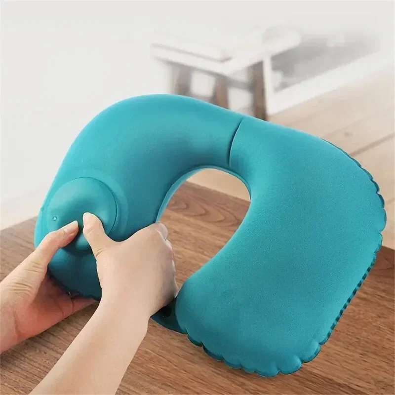 New Inflatable Pillow Travel Portable Neck Protection Pillow Press Inflatable U-shaped Pillow Travel Storage Neck Pillow