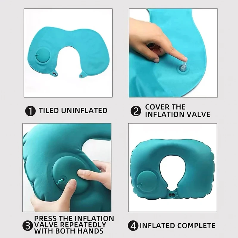 New Inflatable Pillow Travel Portable Neck Protection Pillow Press Inflatable U-shaped Pillow Travel Storage Neck Pillow