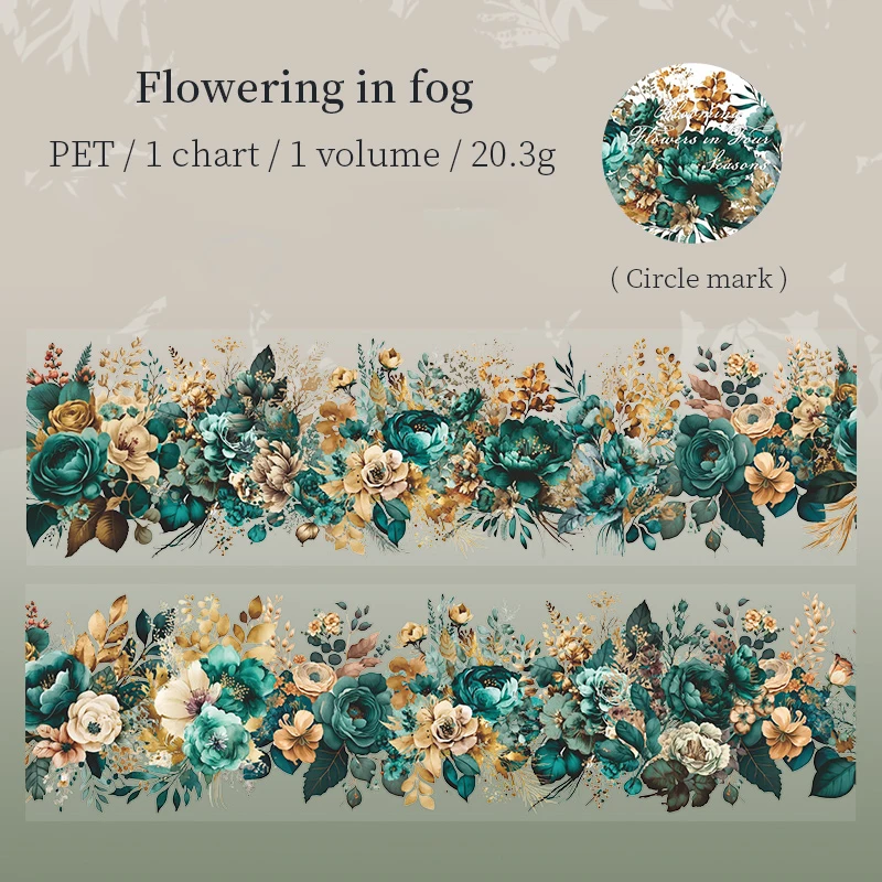 200cm/Roll PET Tape Flowers Four Seasons Series Plant Landscaping Handbook DIY Material Loop Sticker