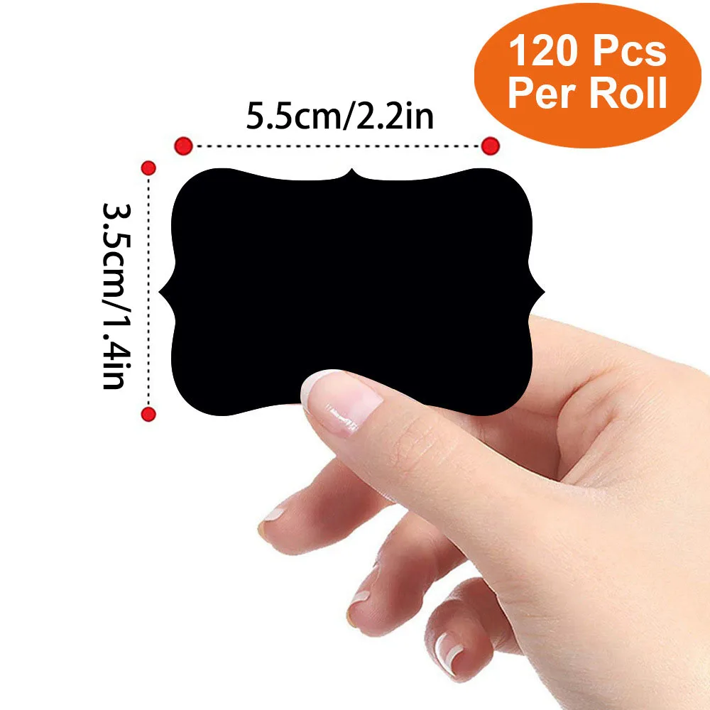 120Pcs/Roll 2 Styles Removable Blackboard Stickers With Erasable Pen Waterproof Chalkboard Labels 1.4*2.2in for Home & Kitchen Tool