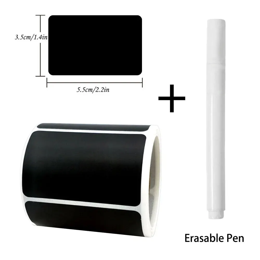 120Pcs/Roll 2 Styles Removable Blackboard Stickers With Erasable Pen Waterproof Chalkboard Labels 1.4*2.2in for Home & Kitchen Tool