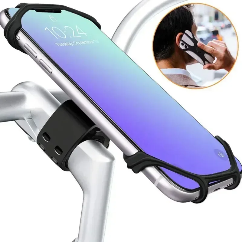 360 Rotatable Mobile Phone Bicycle Motorcycle Bike Safe Bracket Silicone Support Silicone Pull Type For All Phone Stand