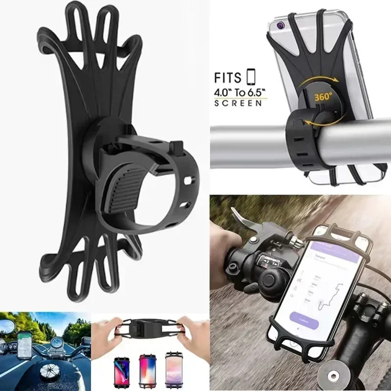 360 Rotatable Mobile Phone Bicycle Motorcycle Bike Safe Bracket Silicone Support Silicone Pull Type For All Phone Stand