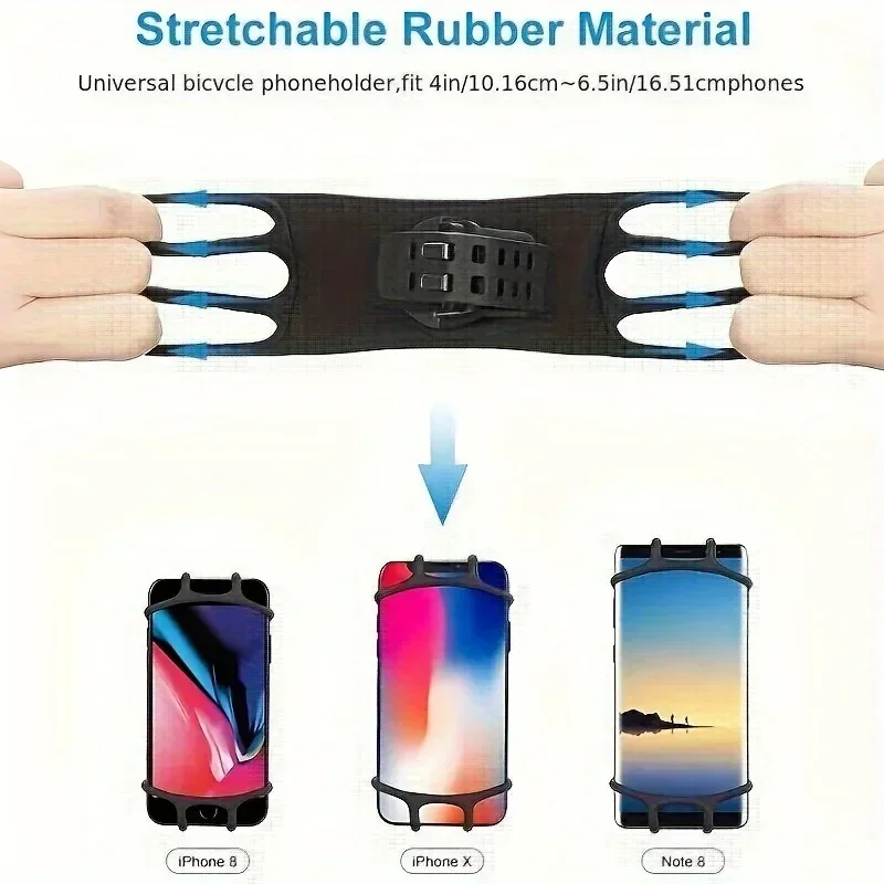 360 Rotatable Mobile Phone Bicycle Motorcycle Bike Safe Bracket Silicone Support Silicone Pull Type For All Phone Stand
