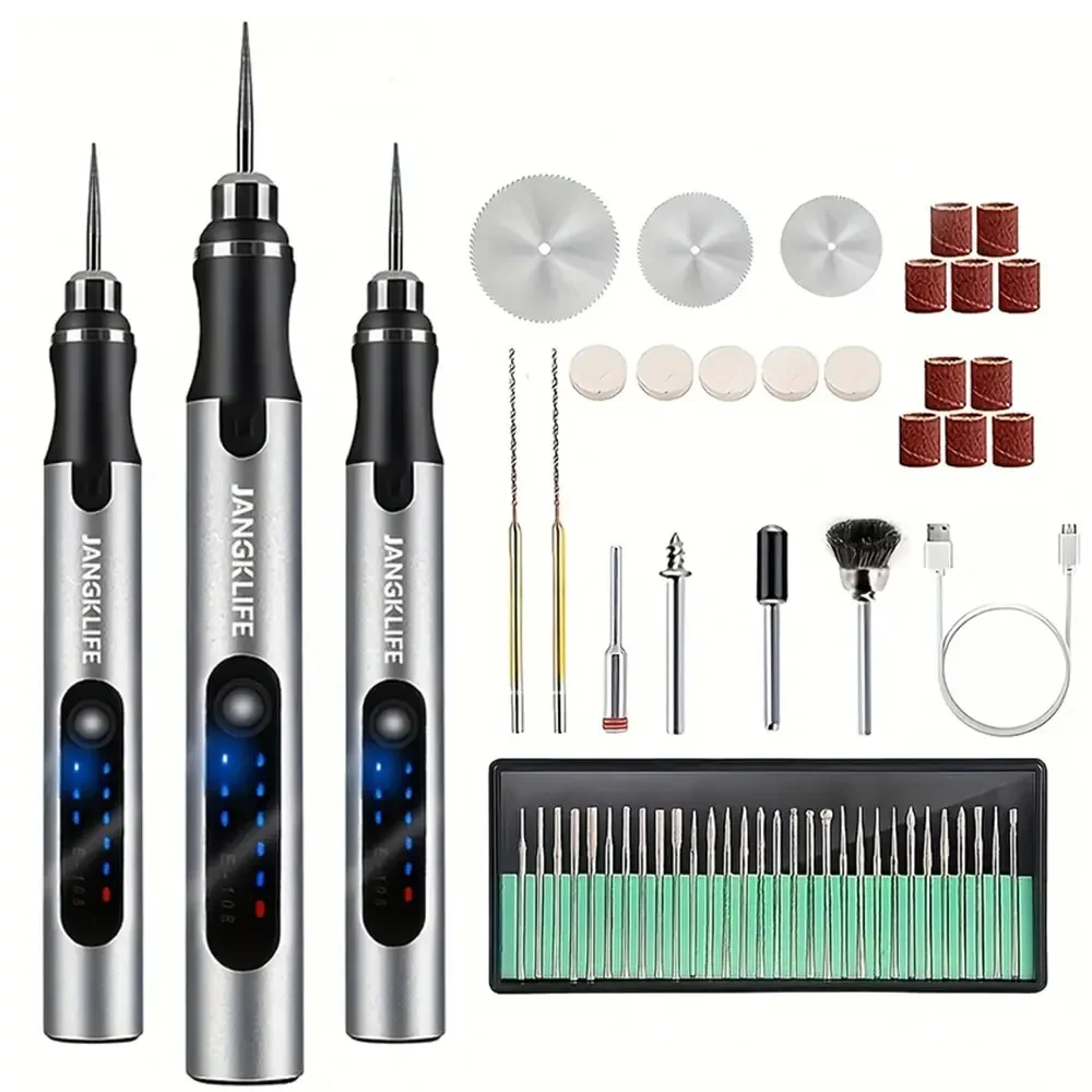 JANGKLIFE USB Cordless Rotary Tool Kit Woodworking Engraving Pen DIY For Jewelry Metal Glass Mini Wireless Drill
