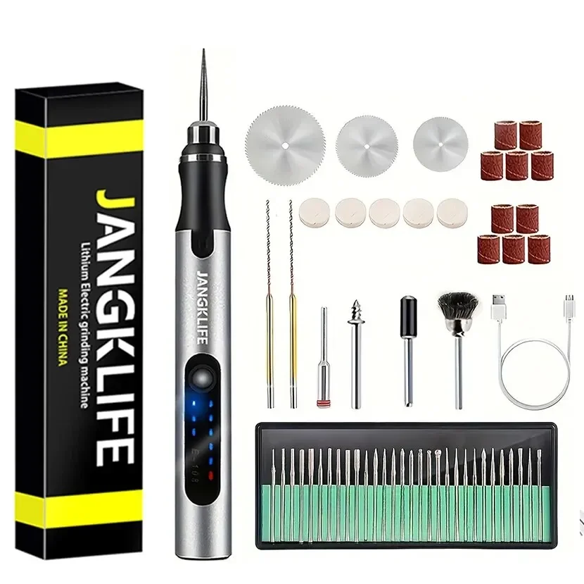 JANGKLIFE USB Cordless Rotary Tool Kit Woodworking Engraving Pen DIY For Jewelry Metal Glass Mini Wireless Drill
