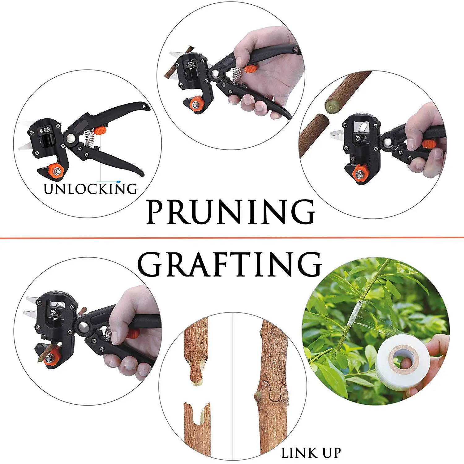 Professional Grafting Tool Kit with Grafting Tape and Scalpel Green Pruning Shears Seedling Grafting Machine Grafting Tools Fruit Tree Grafting Machine Gardening Tools