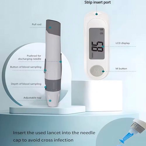 Blood Glucose Meter Diabetes Testing Kit Diabetes Lancet Machine Glucometer with 50pcs Test Strips+50 Lancets Blood Sugar Meter