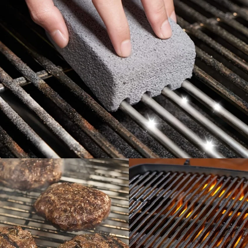 2pc BBQ Grill Cleaning Brush Brick Block Barbecue Cleaning Stone Pumice Brick For Barbecue Rack Outdoor Kitchen BBQ Tools