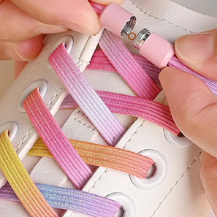 1Pair No Tie Shoe Laces Colorful Buckle Shoelaces Pearl Light Colorful Fashion Without Ties Elastic Laces Sneaker
