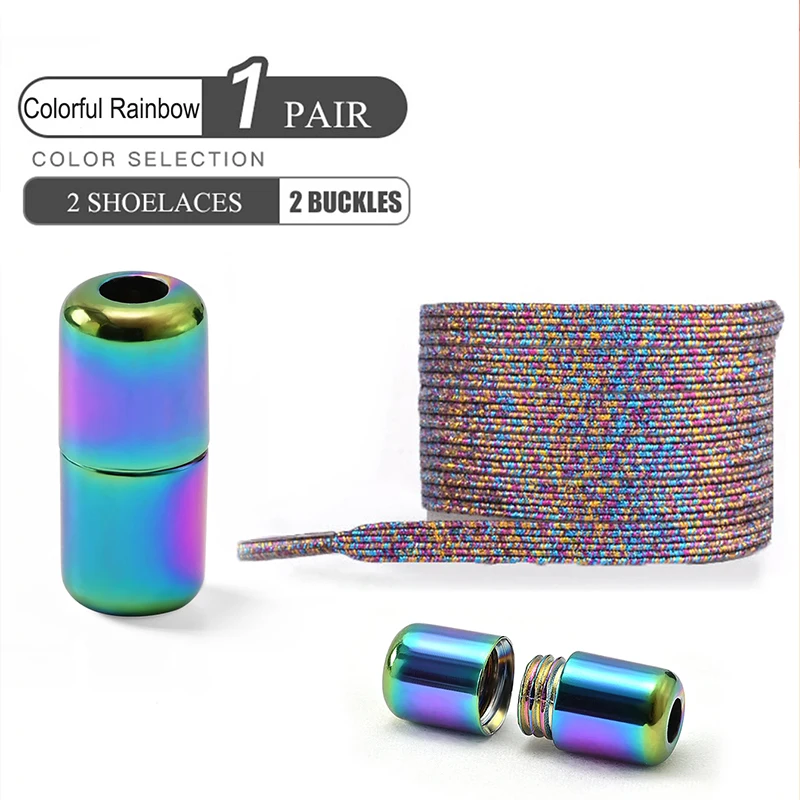 1Pair No Tie Shoe Laces Colorful Buckle Shoelaces Pearl Light Colorful Fashion Without Ties Elastic Laces Sneaker