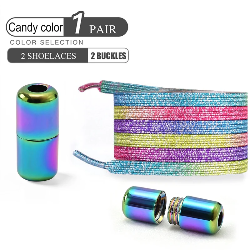 1Pair No Tie Shoe Laces Colorful Buckle Shoelaces Pearl Light Colorful Fashion Without Ties Elastic Laces Sneaker