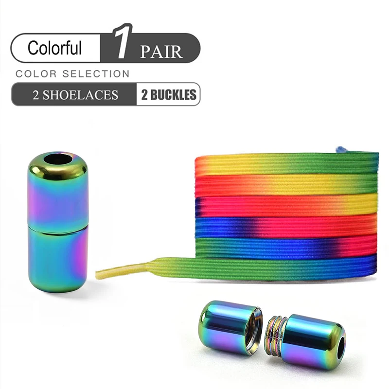 1Pair No Tie Shoe Laces Colorful Buckle Shoelaces Pearl Light Colorful Fashion Without Ties Elastic Laces Sneaker