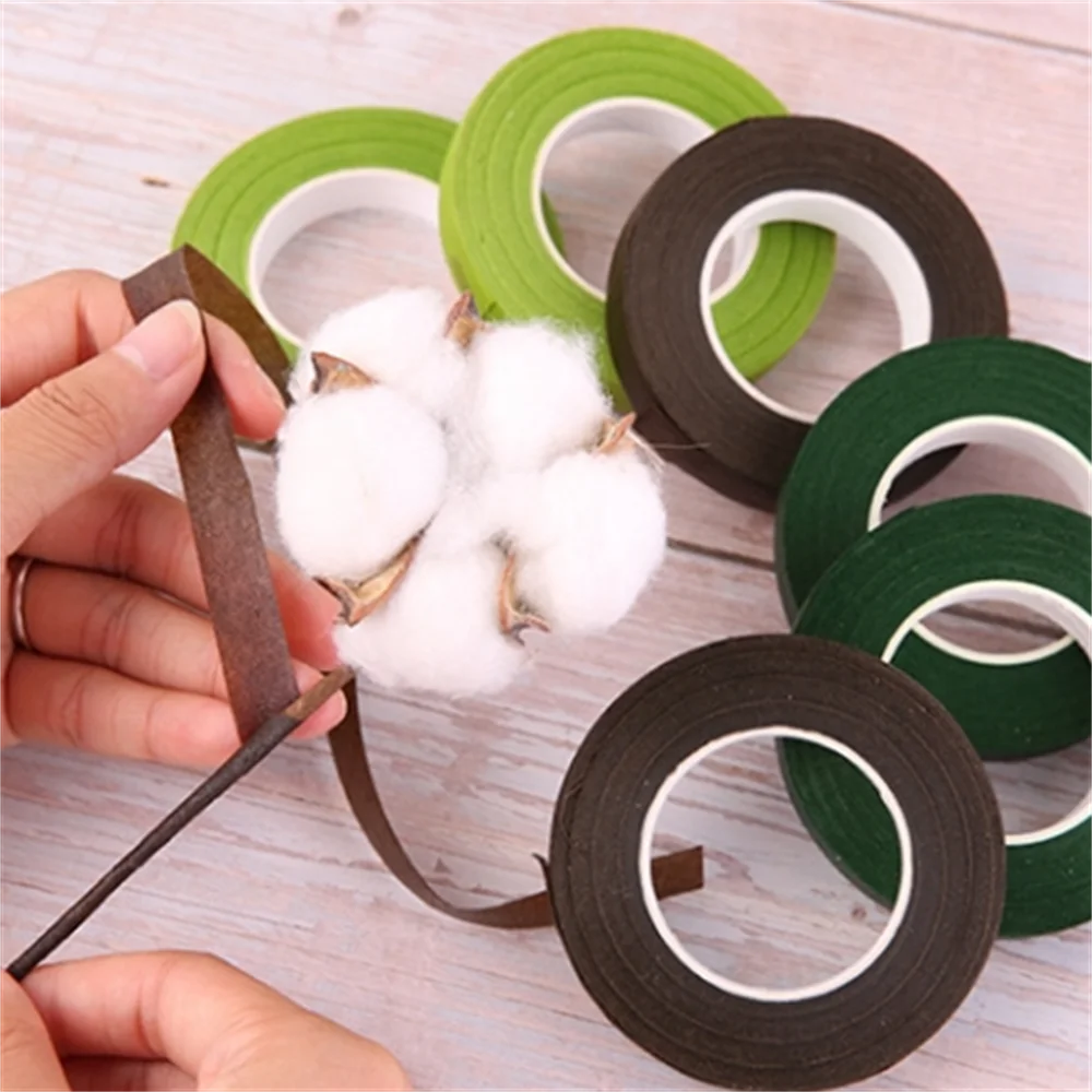 Green Flower Stem Sticks DIY Floral Material Handmade Wire Stem Floriculture Tape Self-adhesive Bouquet Floral Stem Paper Tape
