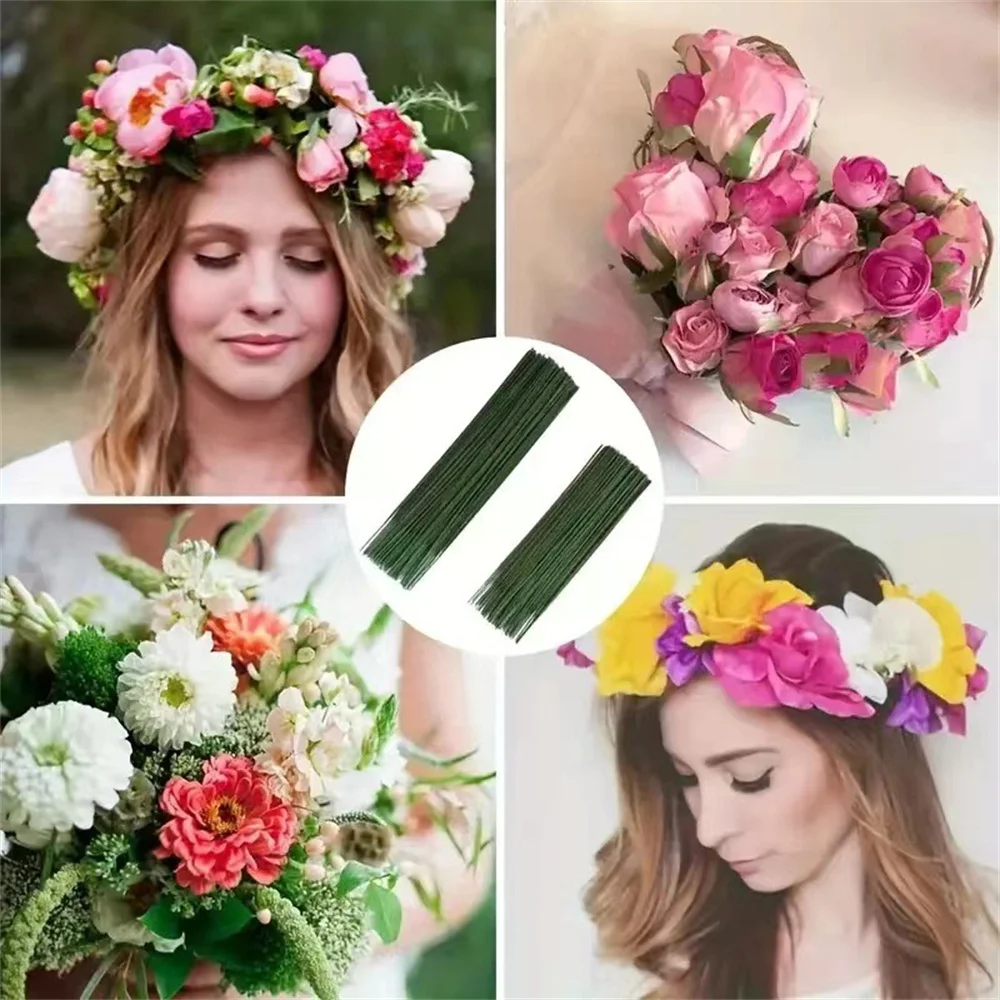 Green Flower Stem Sticks DIY Floral Material Handmade Wire Stem Floriculture Tape Self-adhesive Bouquet Floral Stem Paper Tape