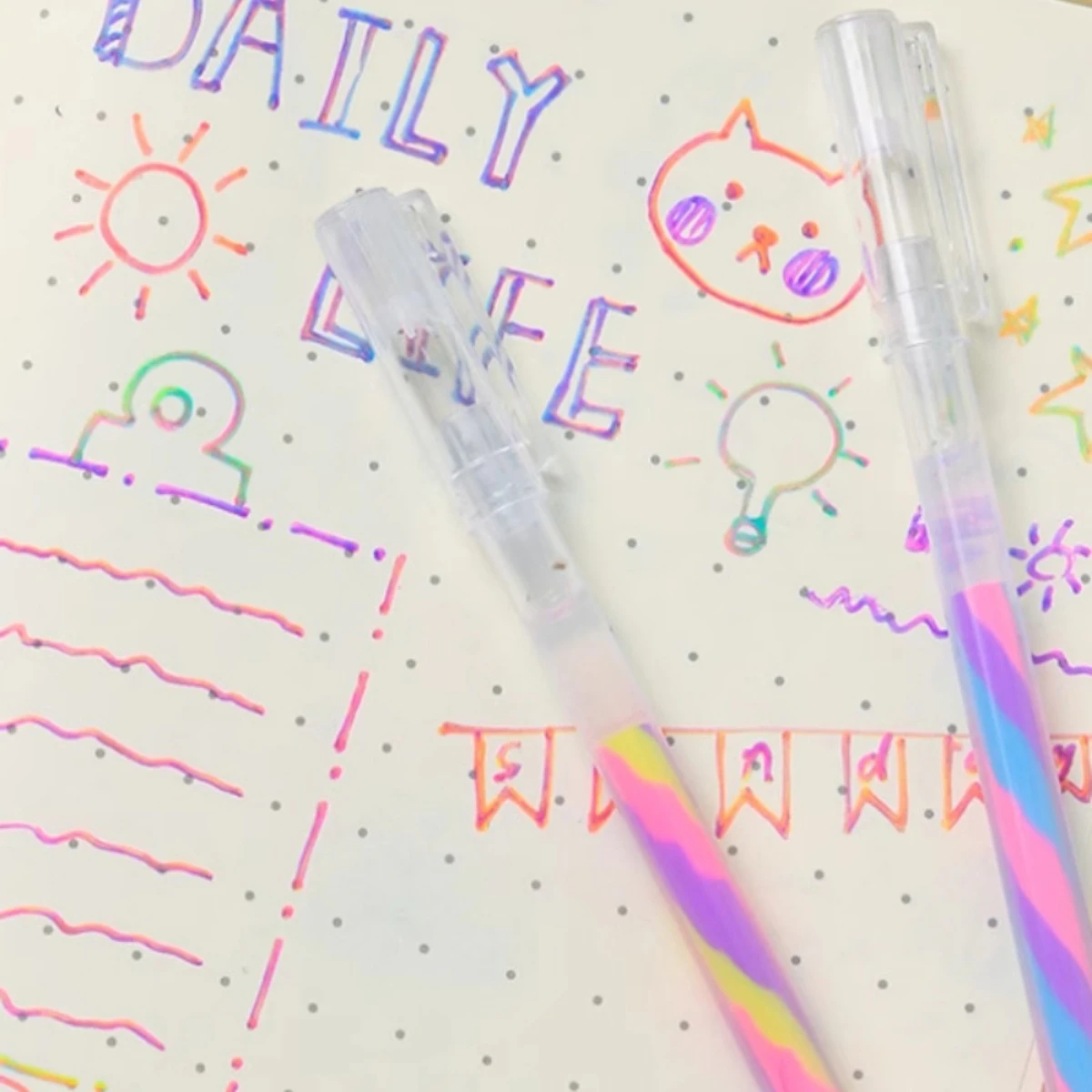 6pcs Glitter Gel Highlighter Pens Set - 1.2mm Vibrant Colors Smooth Writing, Perfect for Journals DIY Crafts Greeting Cards
