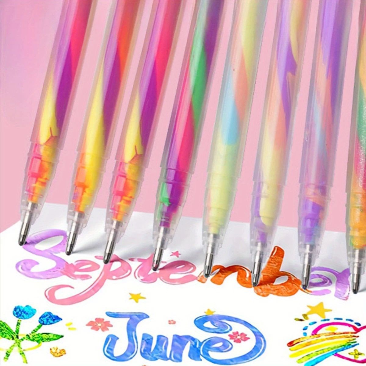 6pcs Glitter Gel Highlighter Pens Set - 1.2mm Vibrant Colors Smooth Writing, Perfect for Journals DIY Crafts Greeting Cards