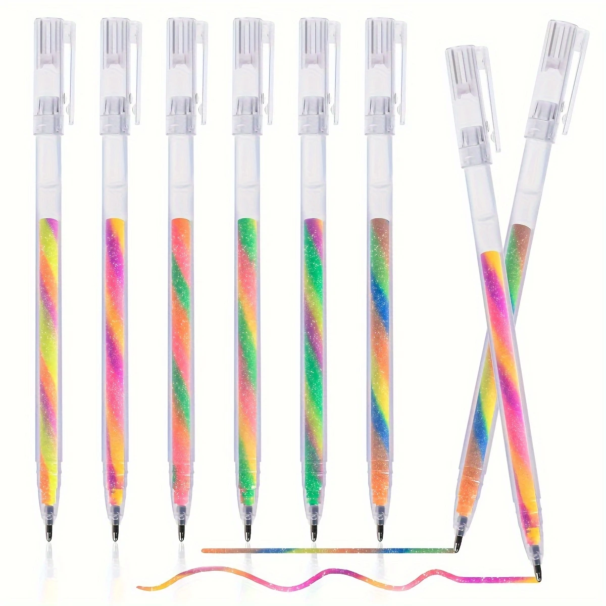 6pcs Glitter Gel Highlighter Pens Set - 1.2mm Vibrant Colors Smooth Writing, Perfect for Journals DIY Crafts Greeting Cards