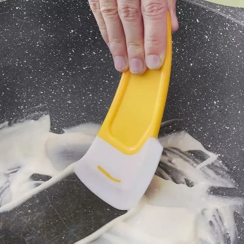 3Pcs Cleaning Spatula Kitchen Scraper Soft Blade Scraper Brush Dirty Pan Pot Dishes Cleaner Tools Cooking Baking Tool Kitchen Gadget