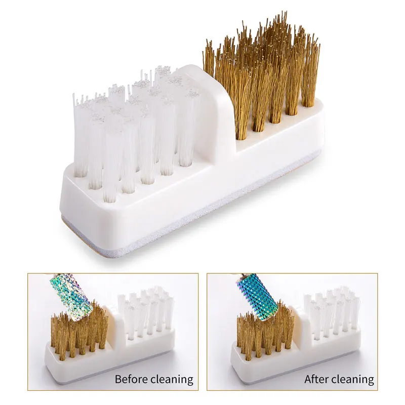 5PCS Electric Nail Drill Bits Cleaning Brush with Dustproof Box Portable Manicure Cutter Cleanser Copper Wire Brush Clean Tools