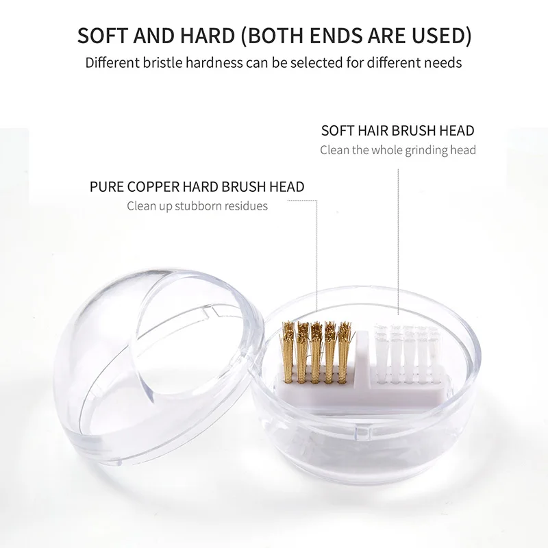 5PCS Electric Nail Drill Bits Cleaning Brush with Dustproof Box Portable Manicure Cutter Cleanser Copper Wire Brush Clean Tools