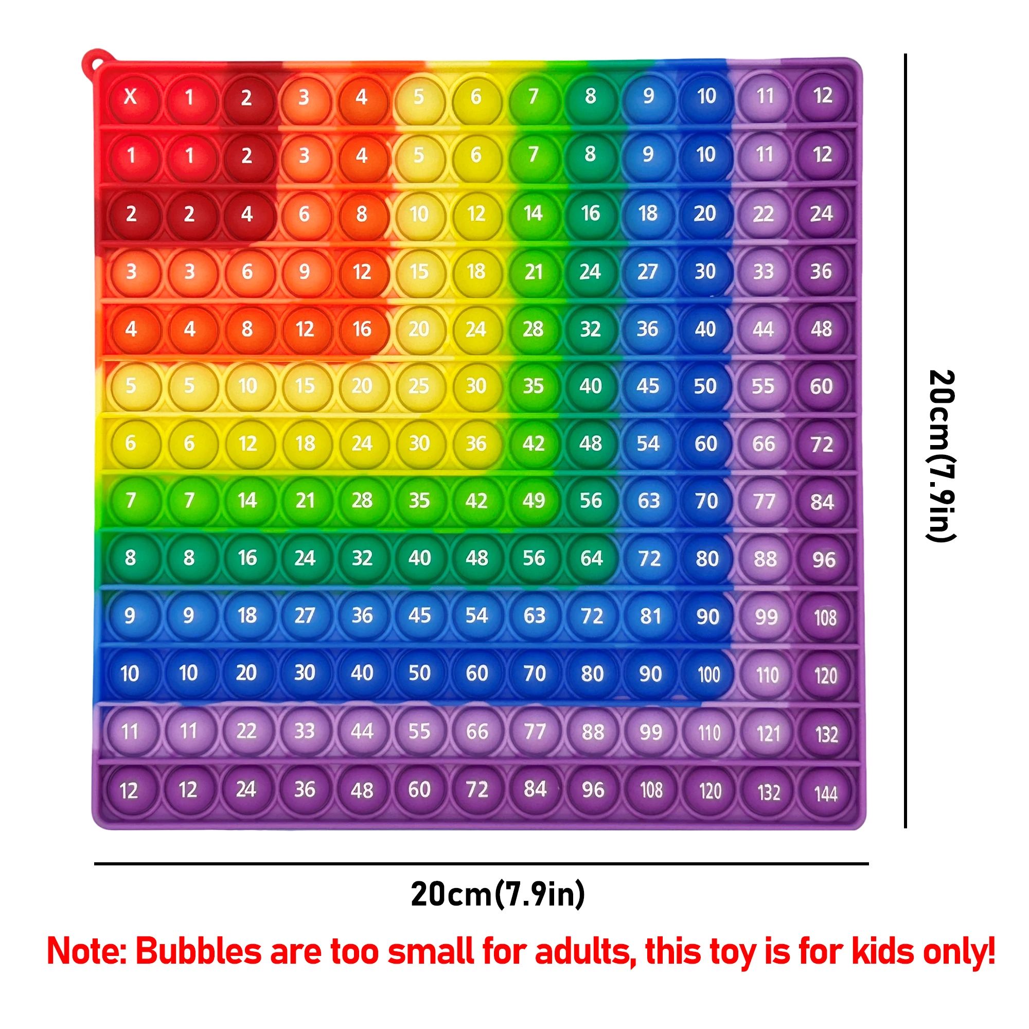 Colorful 12x12 Multiplication Push Bubble Fidget Toys, Times Table Math Teaching Resources Educational Toys Gifts for Kids