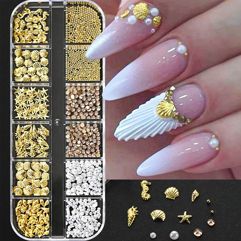 12Grids/box Mixed Resin Bowknot Nail Art Decorations 3D Acrylic Charms Kawaii Colorful Bow Rhinestone DIY Manicure Tools Parts False Nails Accessories