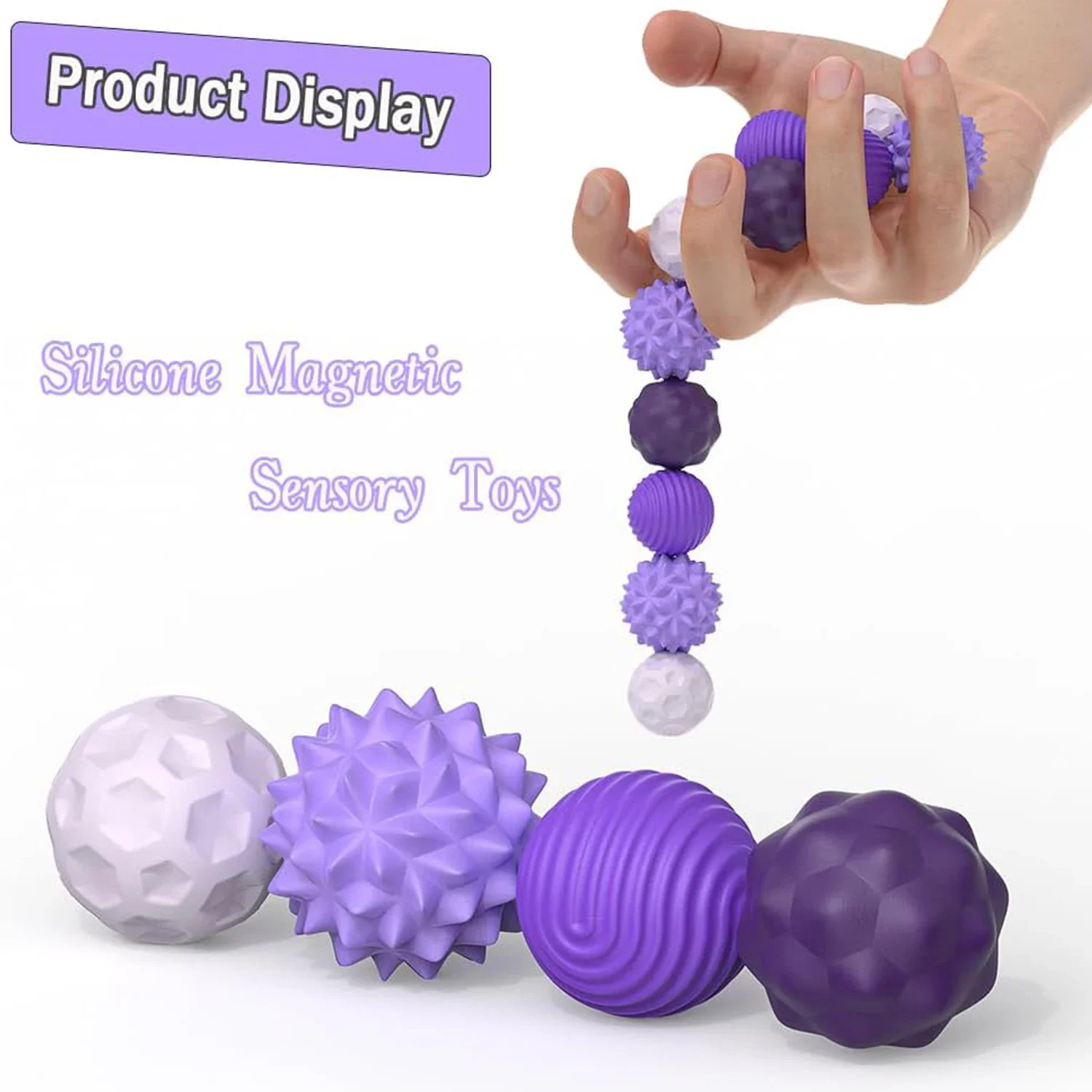 Silicone Magnetic Sensory Balls Fidget Toy Worry Balls Autism Calming Fidgeting Toy Adults Anxiety Relief Stress Sensory Toy
