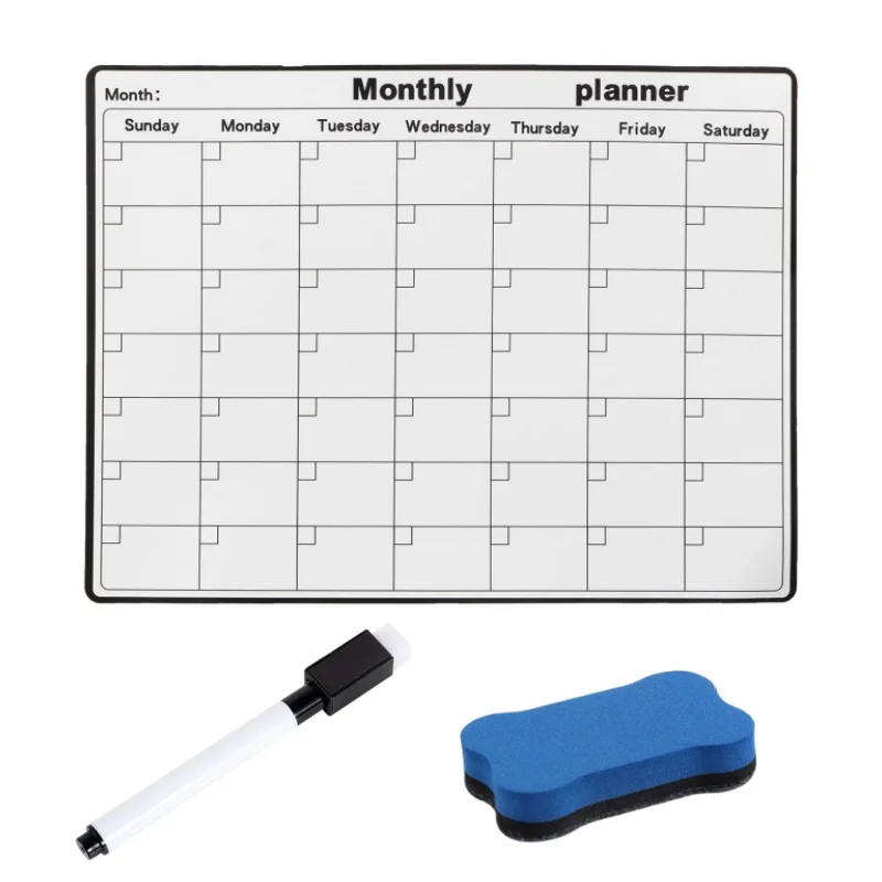 Magnetic Refrigerator Dry Erase Calendar Monthly Planner Whiteboard Record Message Board Memo Pad Fridge Magnets Kitchen Decor