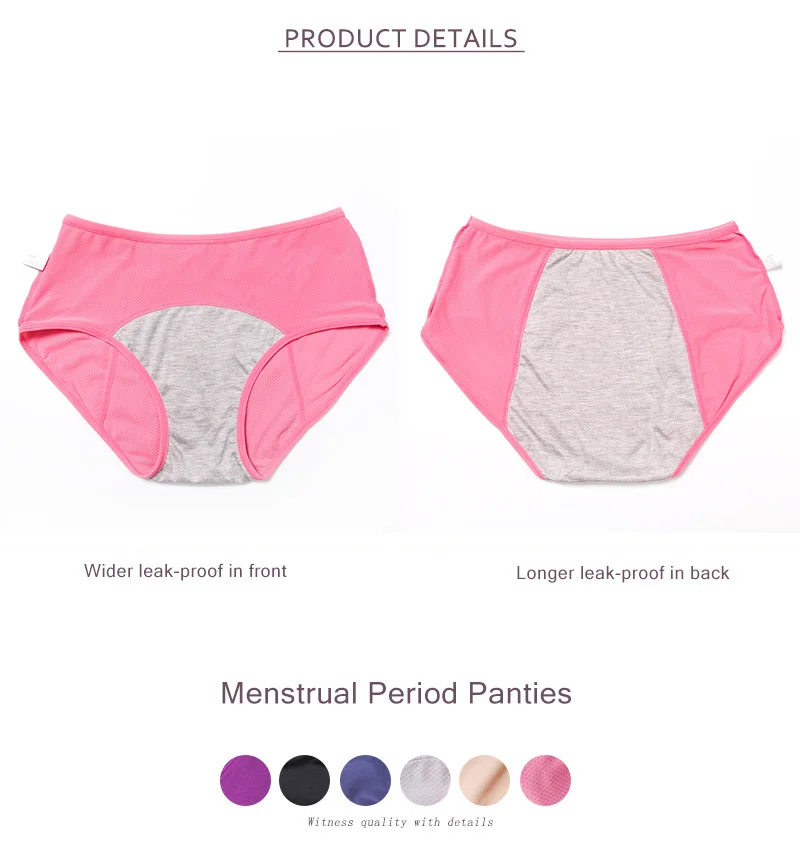 5pcs/Set Leak Proof Menstrual Panties Women Period Underwear Sexy Pants Physiological Underwear Plus Size Waterproof Briefs&Gift