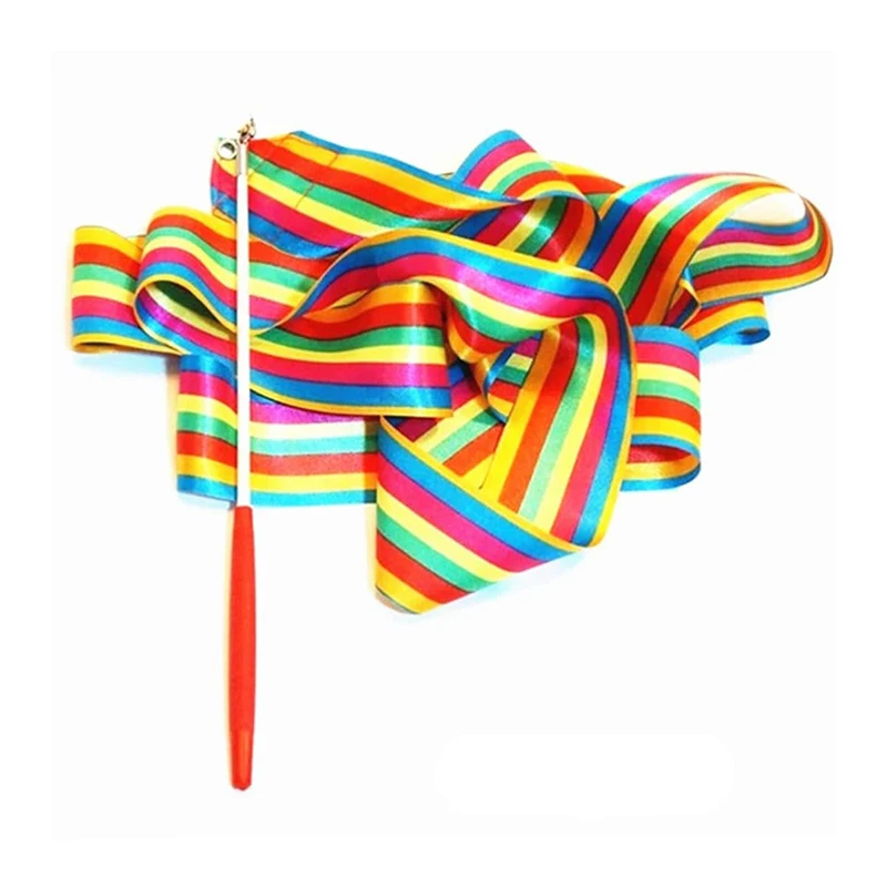 4m Artistic Gymnastics Ribbon with Rod Colorful Children Dance Ribbon Toys Outdoor Sports Toys Performance Props Kids Gifts TMZ