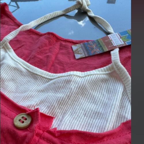 2025 T-shirts fashion summer women's fashionable pink ladies cotton rosy red fake two pieces lady clothing shirt sexy scoop neck short sleeve leisure comfort