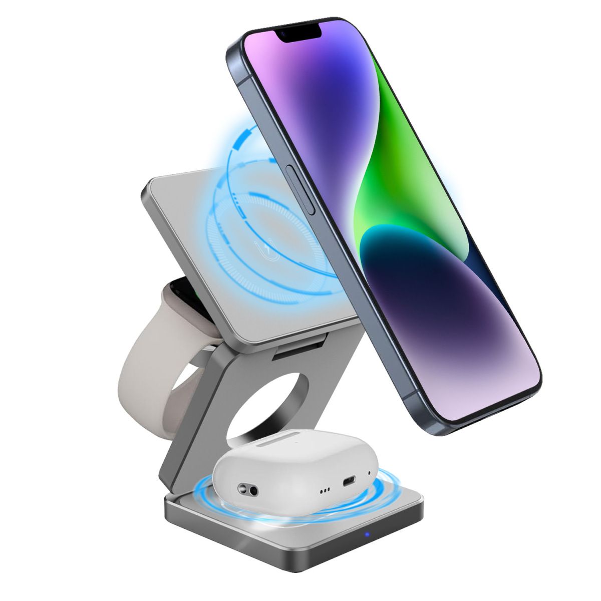 1pc 3in1 Magnetic Folding Wireless Charger Fast Charger for Apple Phone Watch