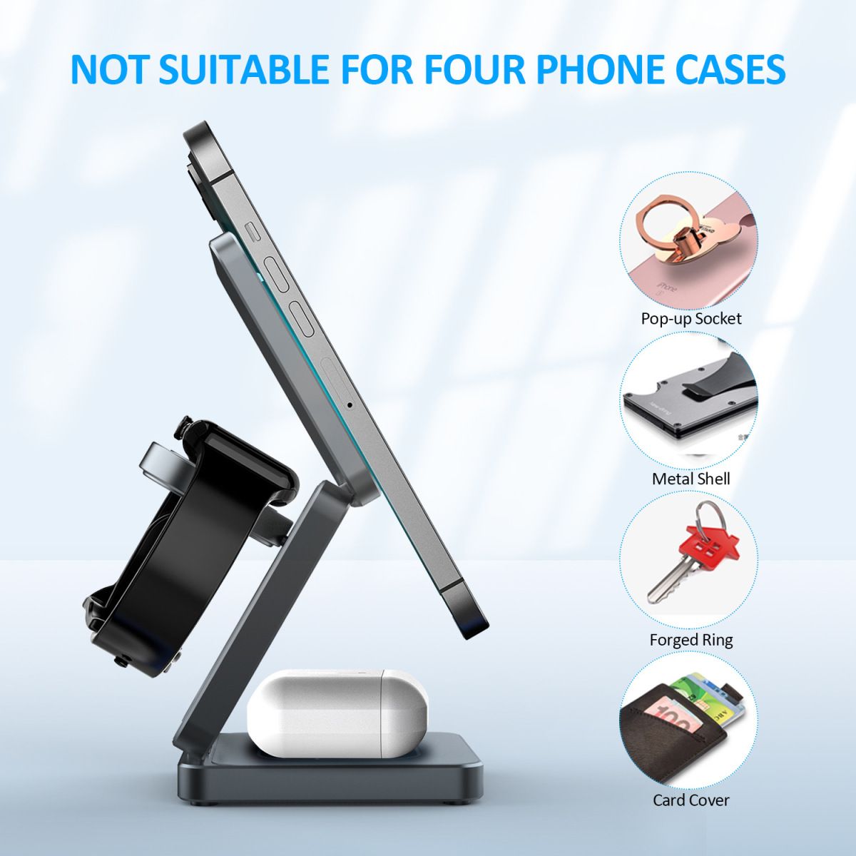 1pc 3in1 Magnetic Folding Wireless Charger Fast Charger for Apple Phone Watch