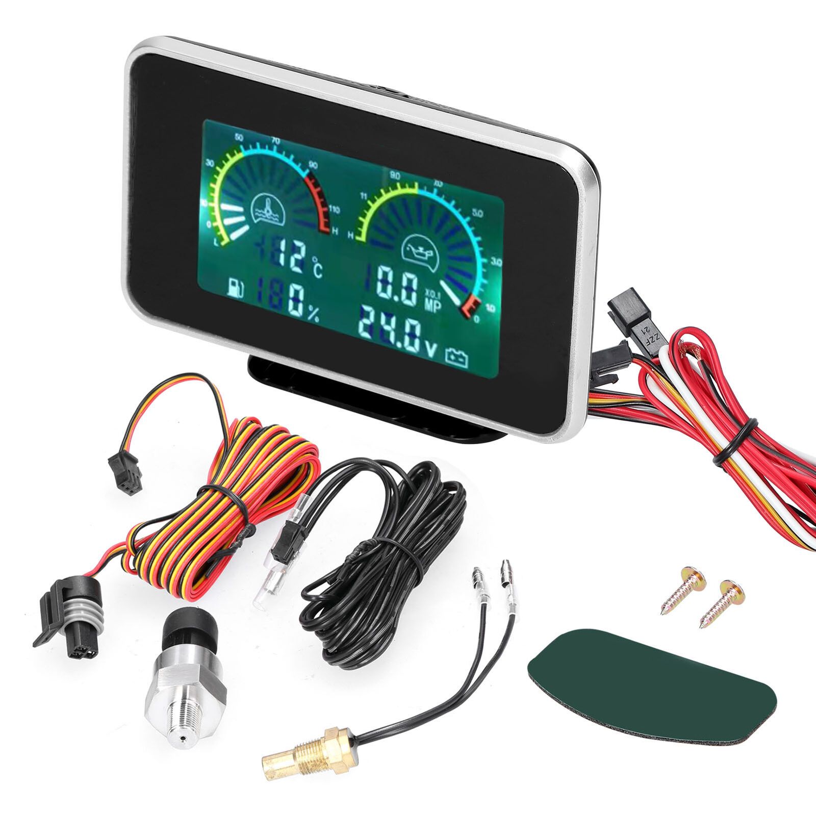 1pc 4-in-1 Car LCD Digital Meter Oil Pressure Voltage Water Temperature Fuel Gauge
