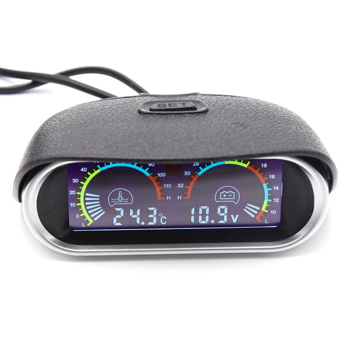 1pc Car LCD 2 in 1 Car Truck Water Temperature Gauge Meter Voltmeter Voltage Gauge