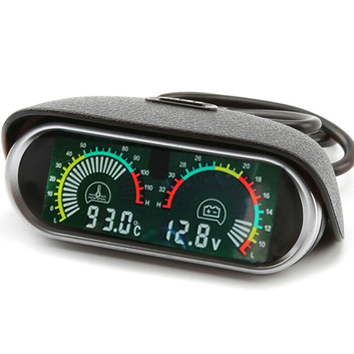 1pc Car LCD 2 in 1 Car Truck Water Temperature Gauge Meter Voltmeter Voltage Gauge