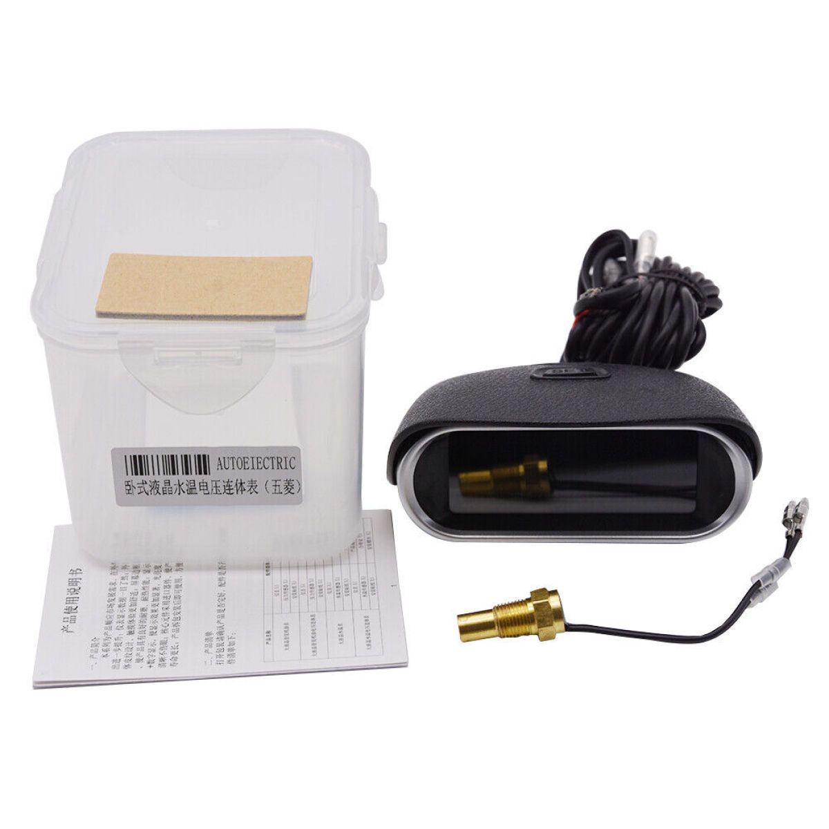 1pc Car LCD 2 in 1 Car Truck Water Temperature Gauge Meter Voltmeter Voltage Gauge