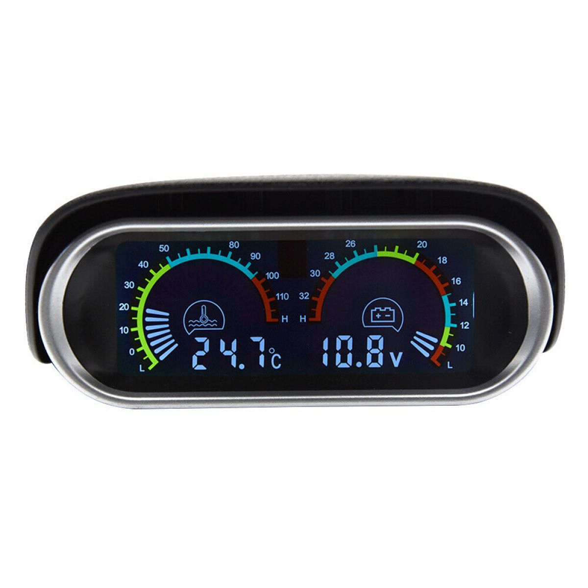 1pc Car LCD 2 in 1 Car Truck Water Temperature Gauge Meter Voltmeter Voltage Gauge
