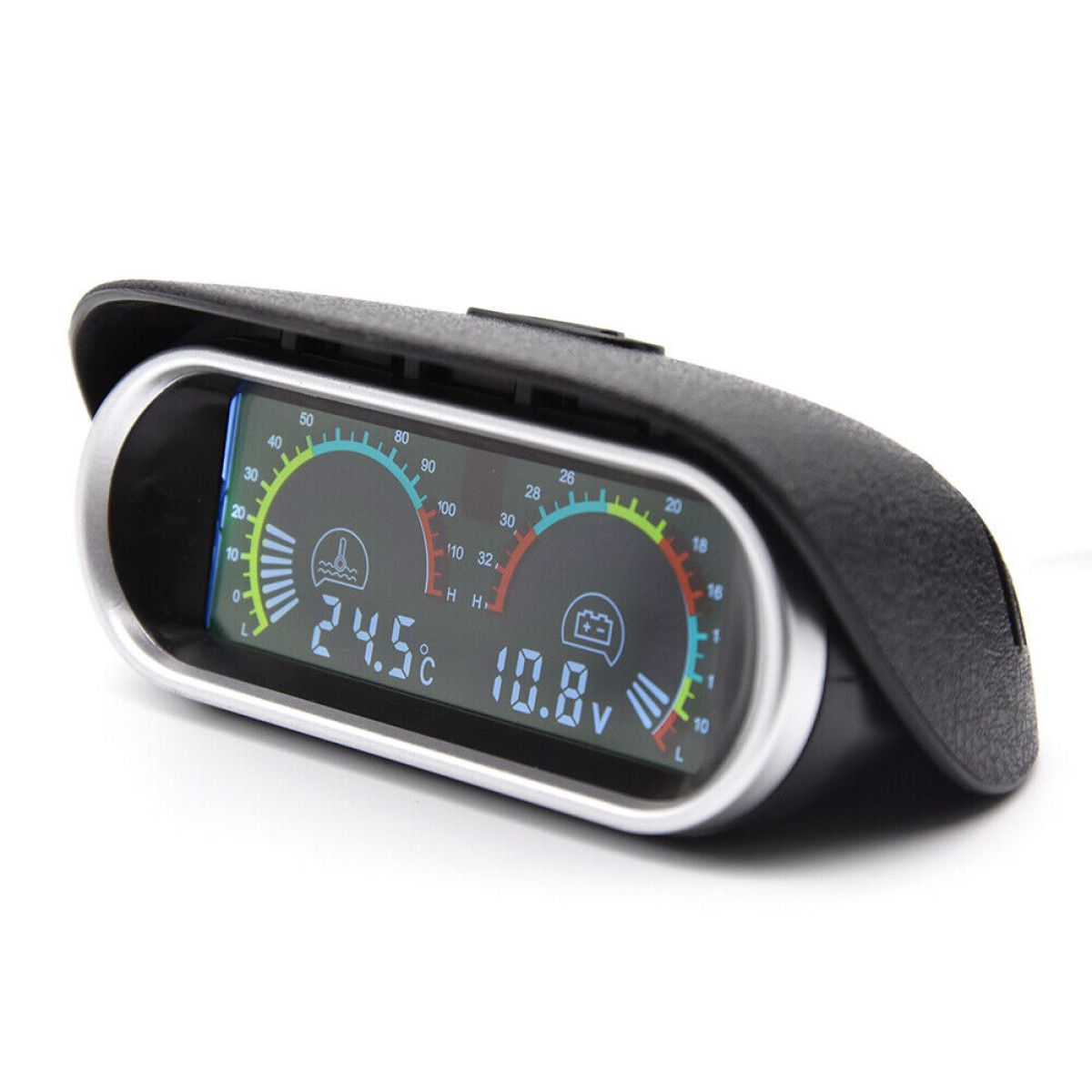 1pc Car LCD 2 in 1 Car Truck Water Temperature Gauge Meter Voltmeter Voltage Gauge