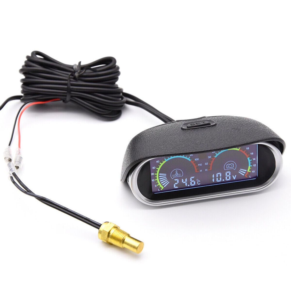 1pc Car LCD 2 in 1 Car Truck Water Temperature Gauge Meter Voltmeter Voltage Gauge