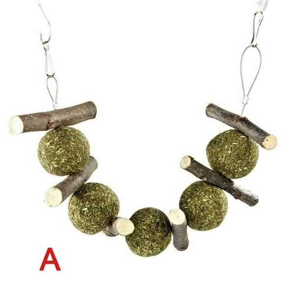 Pet Teeth Grinding Toys Tree Hanging Hamster Small Animal Wood Cookie For Rabbit Rabbit Hamster Chew Grass Ball Branch Molar Guinea Pig Pet Teething Grinding Toy