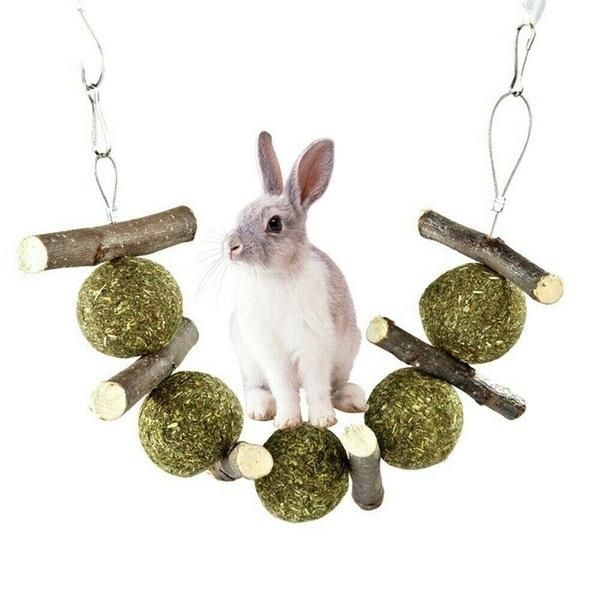 Pet Teeth Grinding Toys Tree Hanging Hamster Small Animal Wood Cookie For Rabbit Rabbit Hamster Chew Grass Ball Branch Molar Guinea Pig Pet Teething Grinding Toy