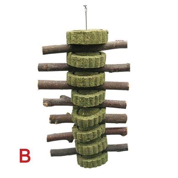 Pet Teeth Grinding Toys Tree Hanging Hamster Small Animal Wood Cookie For Rabbit Rabbit Hamster Chew Grass Ball Branch Molar Guinea Pig Pet Teething Grinding Toy