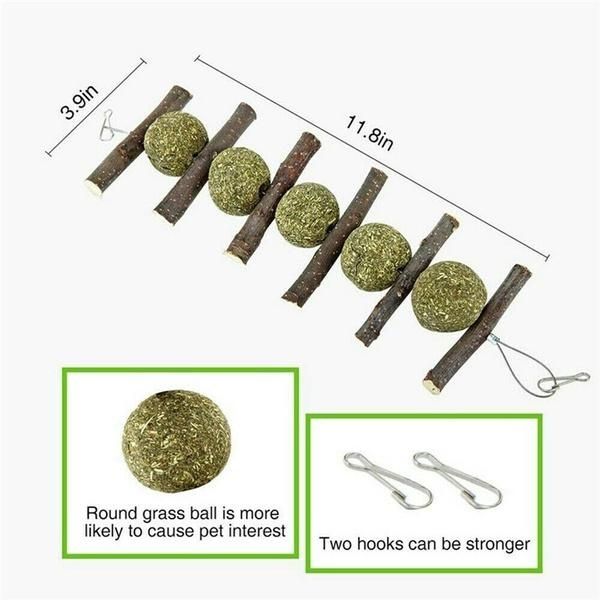 Pet Teeth Grinding Toys Tree Hanging Hamster Small Animal Wood Cookie For Rabbit Rabbit Hamster Chew Grass Ball Branch Molar Guinea Pig Pet Teething Grinding Toy