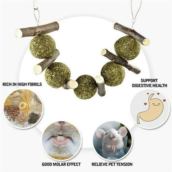 Pet Teeth Grinding Toys Tree Hanging Hamster Small Animal Wood Cookie For Rabbit Rabbit Hamster Chew Grass Ball Branch Molar Guinea Pig Pet Teething Grinding Toy